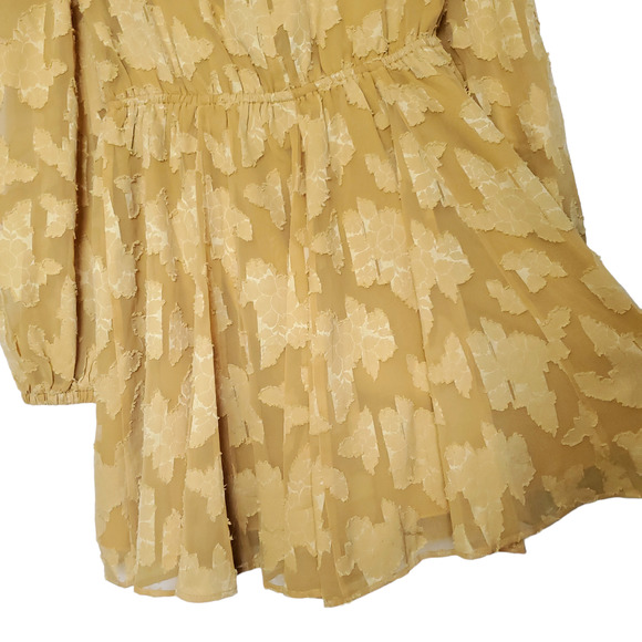 Asos Design High Neck Long Sleeve Mini Dress Mustard Gold Yellow US 8 - Picture 10 of 10